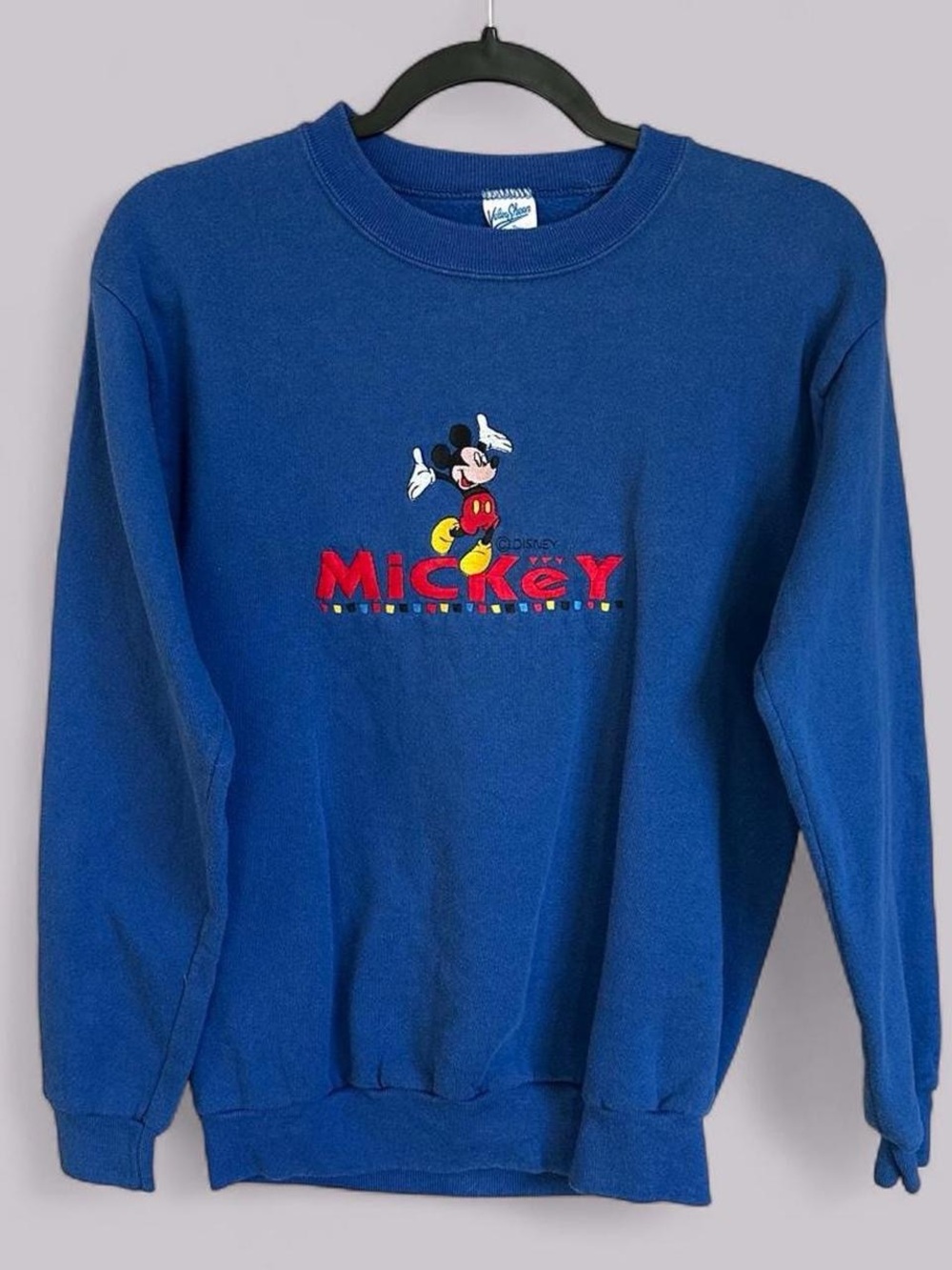Vintage Embroidered Mickey Mouse Blue Crewneck Sweatshirt